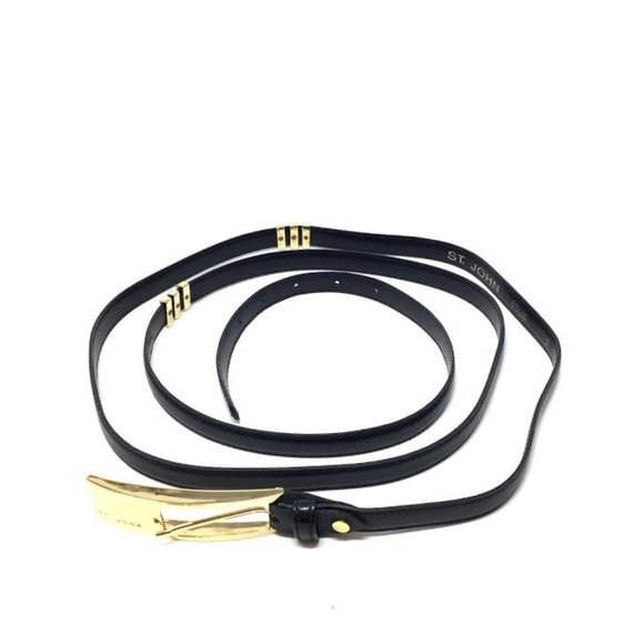 St. John Black Leather Wrap Around Belt Sz 2